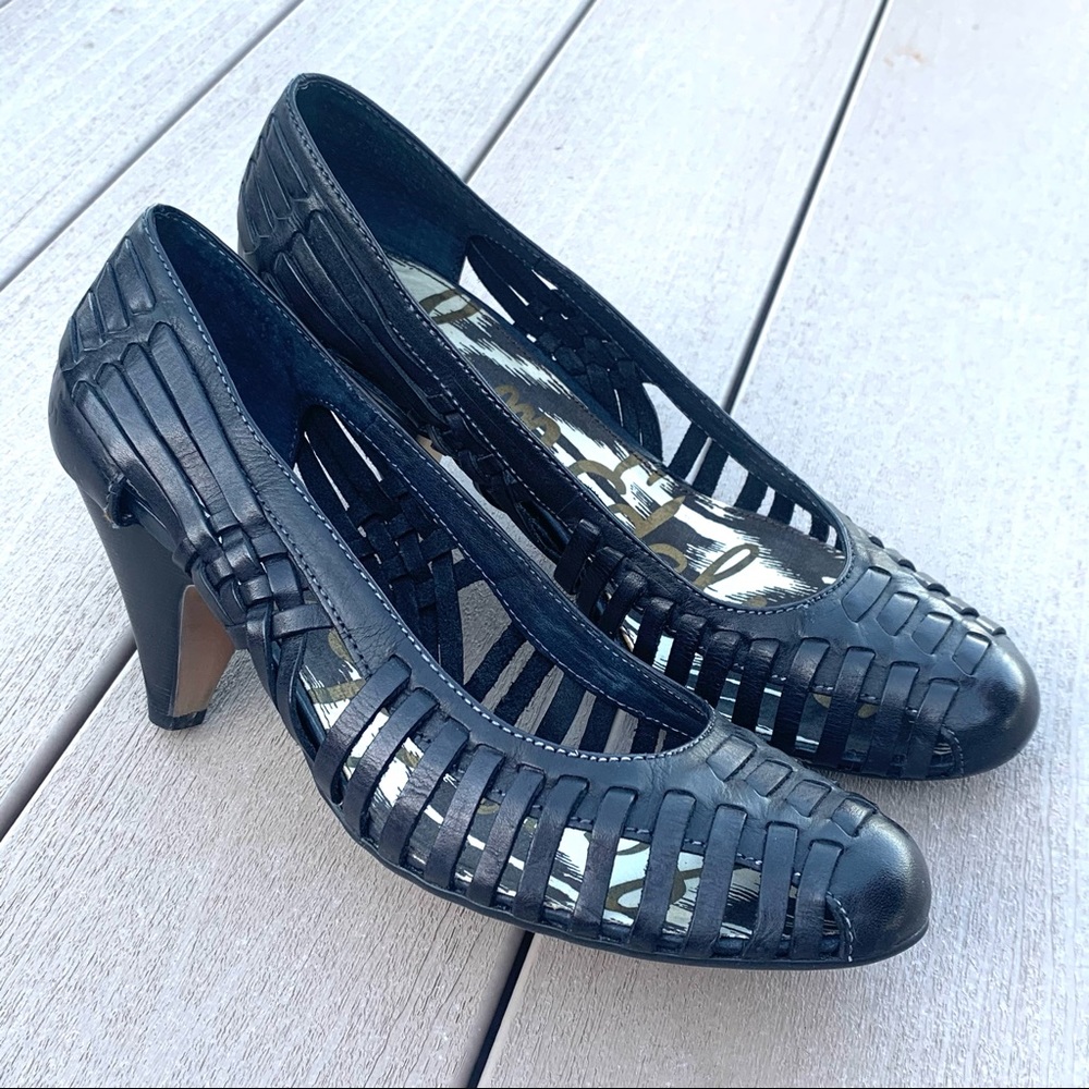 Sam Edelman Ferran Woven Black Heels/Pumps Sz 8.5